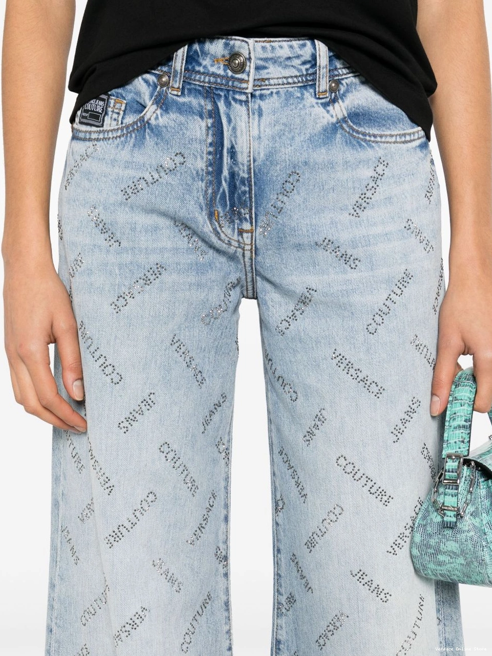 Cheap Versace Couture crystal-logo straight-leg Jeans jeans Women 0630